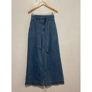 VTG Y2K Express Salior Super High Waisted Wide Leg Jeans Tie Waist 2 Light Wash